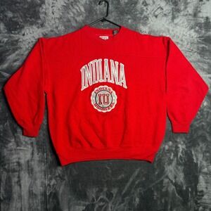 Vintage Y2k NCAA Indiana Hoosiers Red Pullover Crewneck Size X-Large